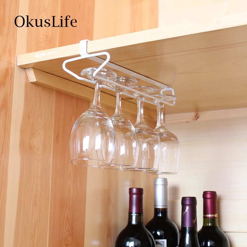 

High Quality Wine Rack Holder Cabinet Wall Storage Organizer Hanging Upside down Metal Holder Wine Glass Cup Bar Hanger Shelf