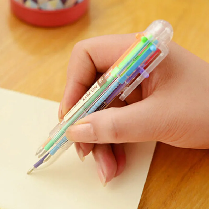 

10 pcs/lot Colored Ballpoint Pens 6 colors marker pen Creative Stationery High Quality Writing Pens Material Escolar