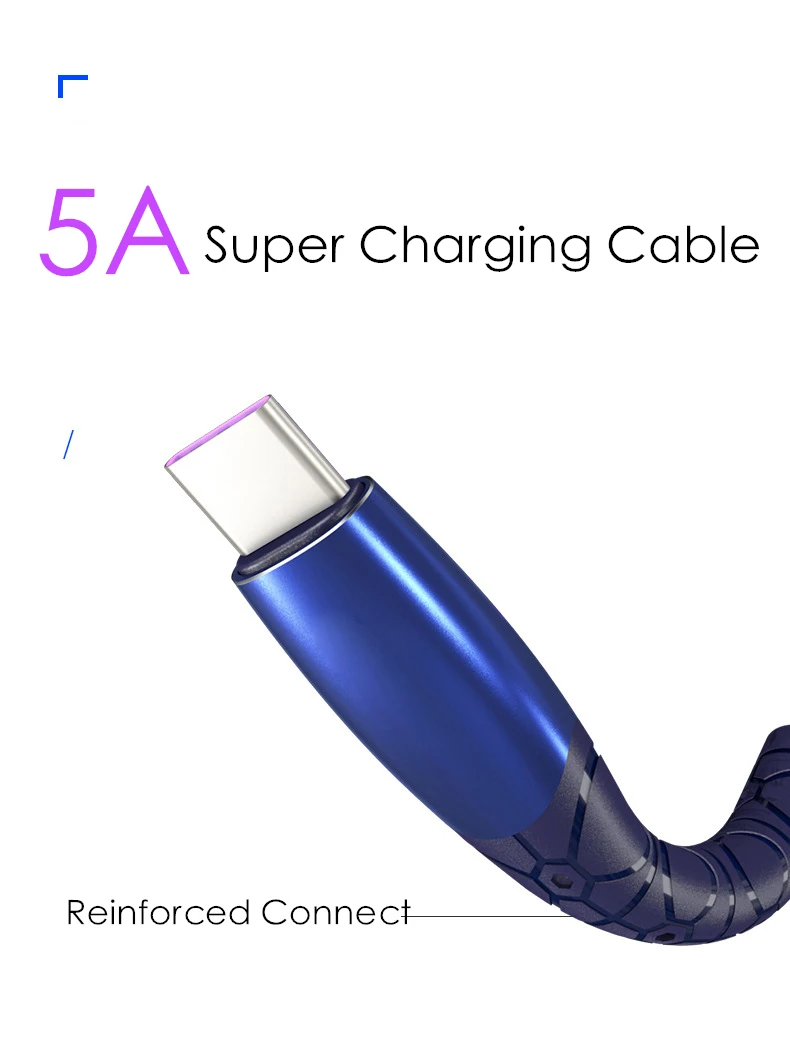 5A супер зарядный usb-кабель type C кабель джинсовый Плетеный Supercharge type C кабель для huawei P20 P30 Lite Pro V20 mate 20