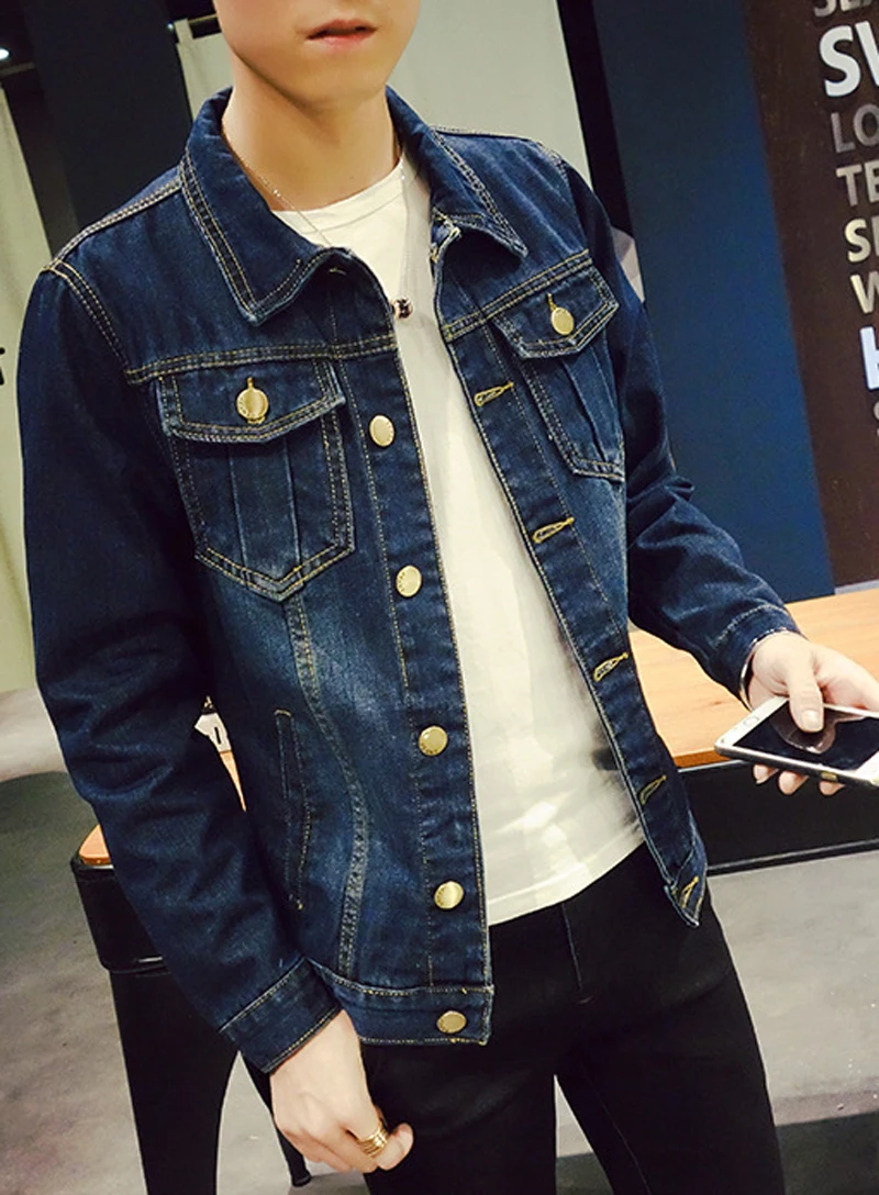 Новинка весна-осень 2019 стильное модное облегающее мужское однобортное джинсовое