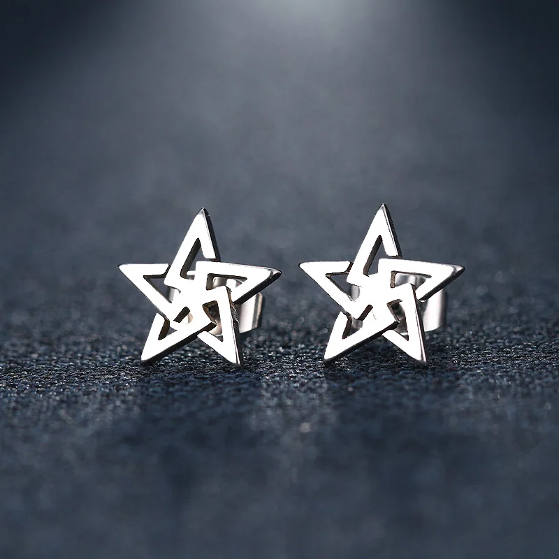 DOTIFI Stainless Steel Stud Earring For Women Man Pretty Pentagram Gold And Silver Color Lover's Engagement Jewelry | Украшения и