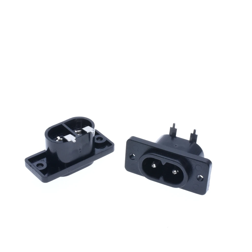 Правый угол AC250V 2.5A 5 шт. 2Pin IEC 320 C8 Резьбовая оправа гнездо входа AC 005B|Электрические
