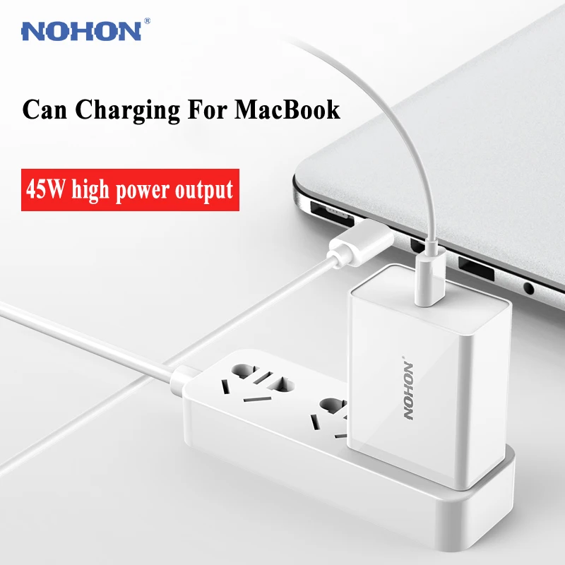 2018 Nohon 45W USB Type C зарядное устройство для iPhone X 8 Plus MacBook быстрая мобильный телефон PD