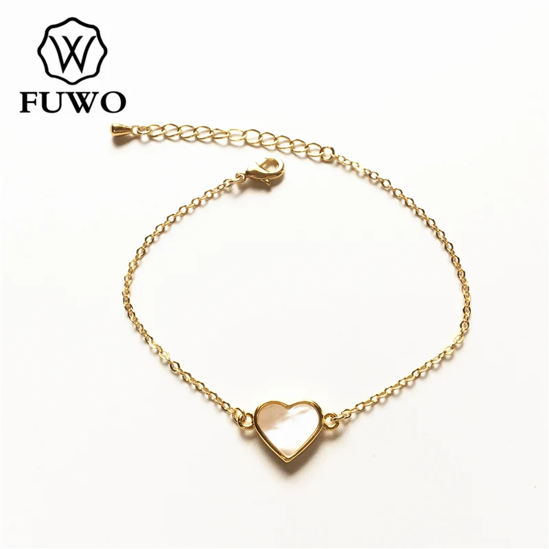 FUWO натуральный браслет из ракушек абалона с золотыми отделанными натуральными