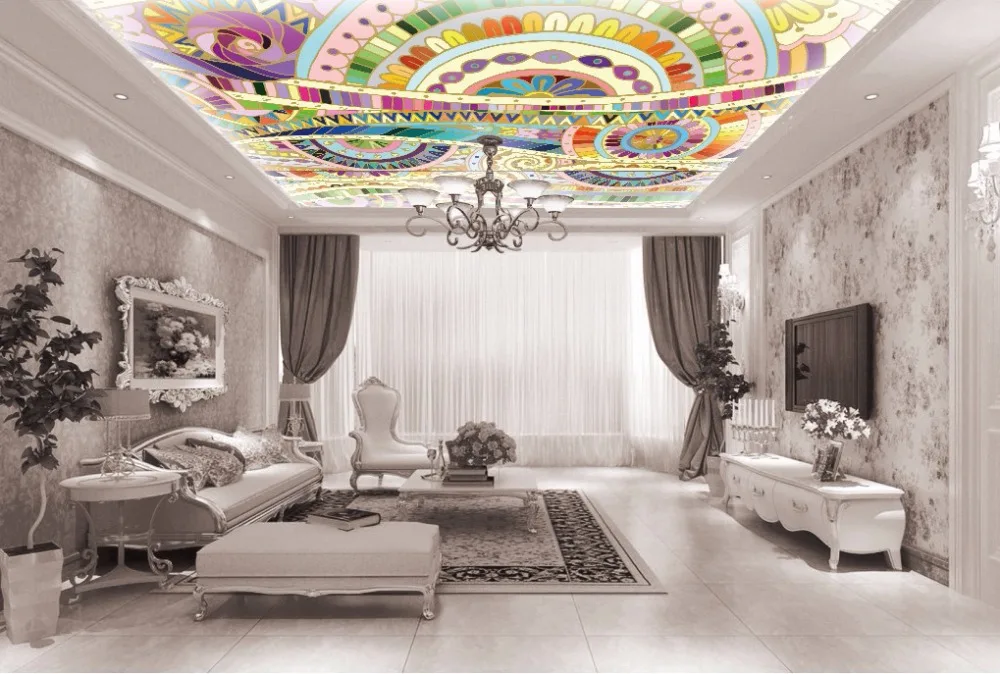 

Free Shipping high quality Morocco abstract pattern hand-painted ceiling floor wallpaper living room show hall wear floor mural