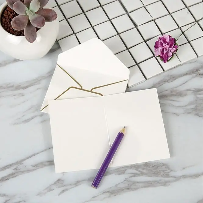 

5pcs/Lot 2019 Vintage Fashion Envelope With Gift Card Graduation Birthday Postcard Greeting Cards Thank You Flower Card
