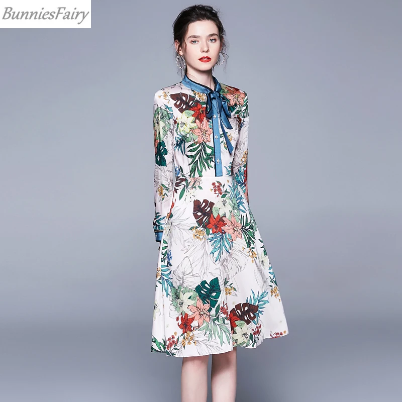 BunniesFairy 2019 Лето Осень женское французское элегантное винтажное Ретро Цветочное