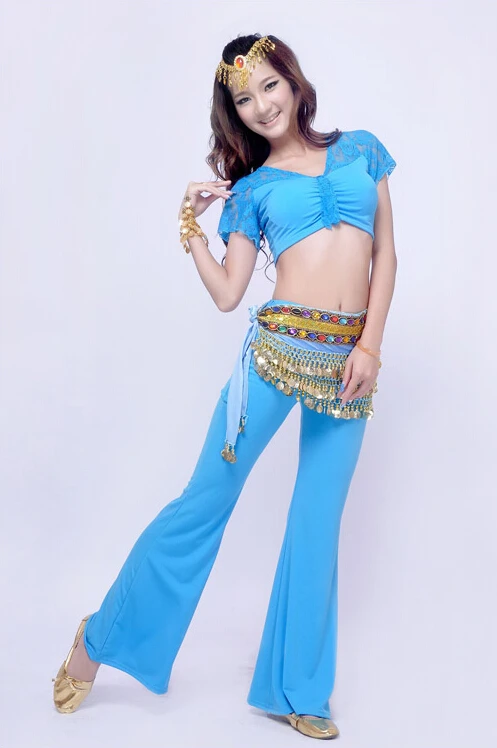 New Style Lace Dance Costume Belly Clothes Bellydance Set Indian Dancing Suit 3pcs Top&ampPant&ampBelt 8 colors | Тематическая