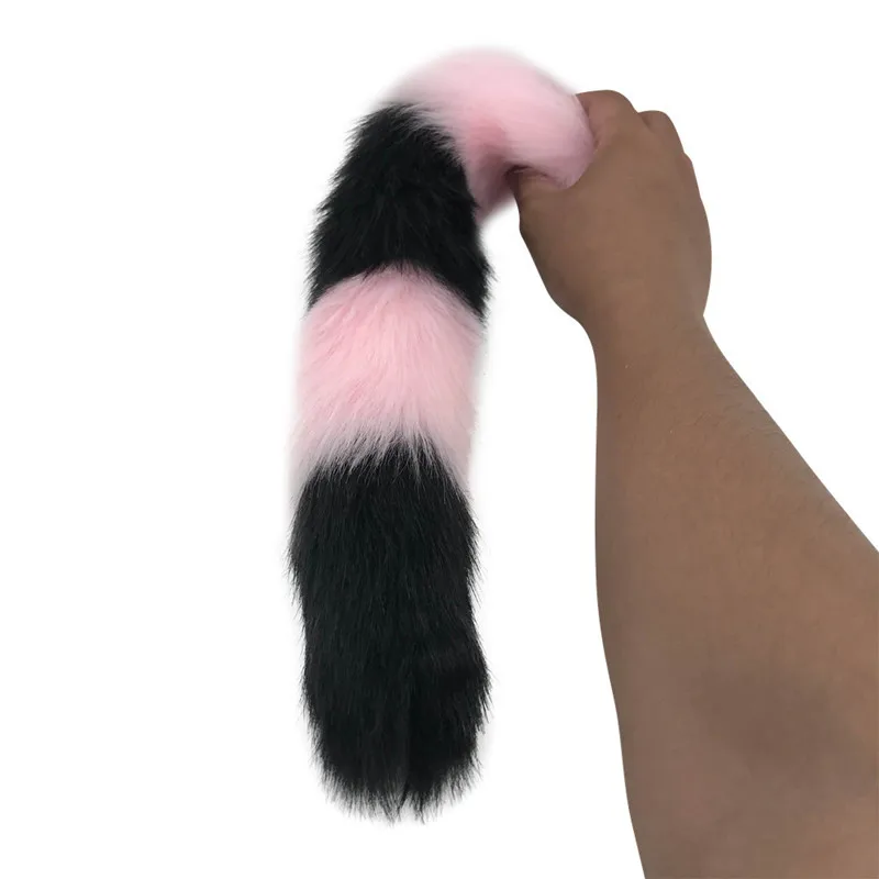 Pink and Black 40cm Fox Tail Anal Plug Metal Thread Butt Dilator Sex Toys for Female Masturbation Product H8-170C | Красота и