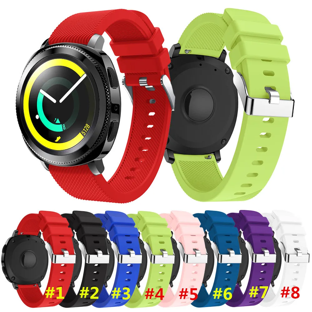 100 шт. для samsung gear Sport 20 мм ремешок для наручных часов часы ремешок спортивный мягкий силиконовый ремешок для часов на замену браслет ремешок на запястье