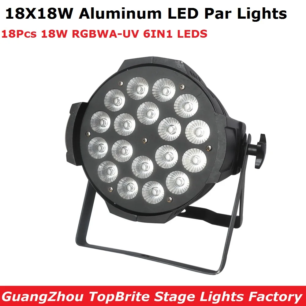 Aluminum Alloy LED Par 18X18W RGBWA-UV 6IN1 LED Par Can Par LED Spotlights Dj Lighting Projector Stage Wash Effect Free Shipping
