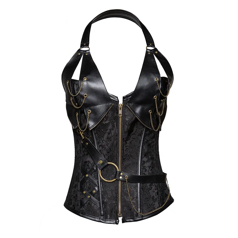 Корсет женский из искусственной кожи на молнии батальных размеров 6XL|corset vest|corset
