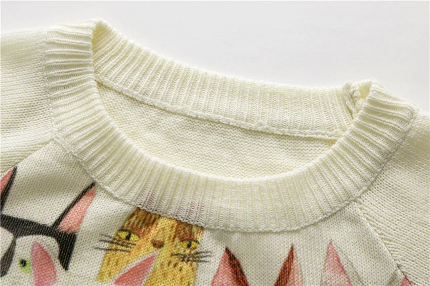 Новинка 2016 женские свитера с рисунком котов длинными рукавами и круглым вырезом