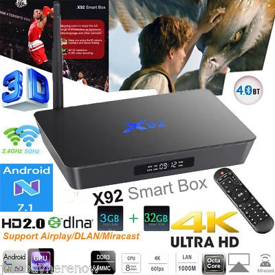 X92 ТВ приставка android 7,1 3 ГБ 32 ГБ Amlogic S912 Восьмиядерный 2,4 ГГц/5,8 ГГц WiFi Bluetooth USB 2,0