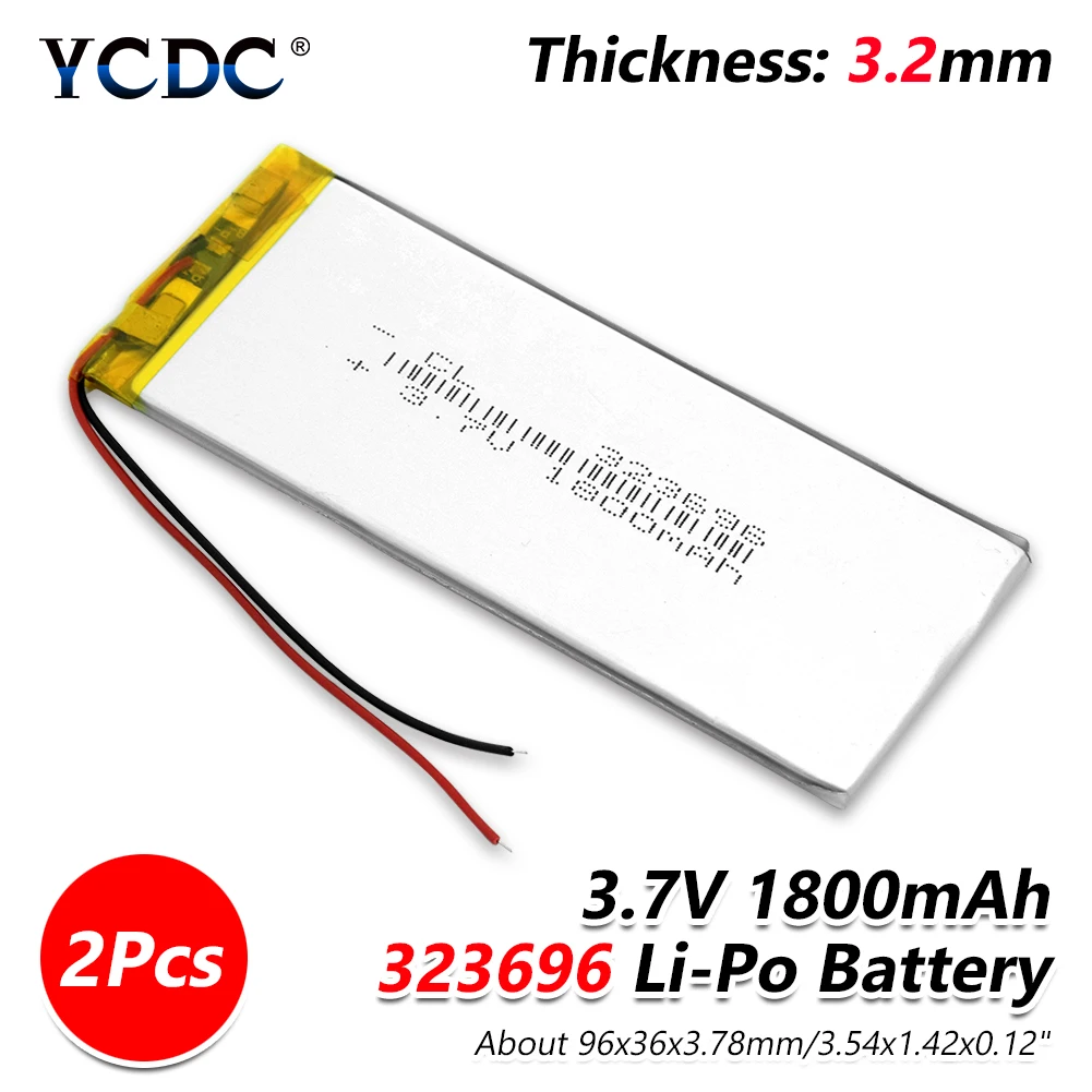 2 pieces 1/2/4 323696 3,7 V 1800 мА/ч, Перезаряжаемые Li-Po Батарея 96x36x3,2 мм MP4 gps электронная книга планшетный цифровой Камера Батарея Замена - Цвет: 2 pieces