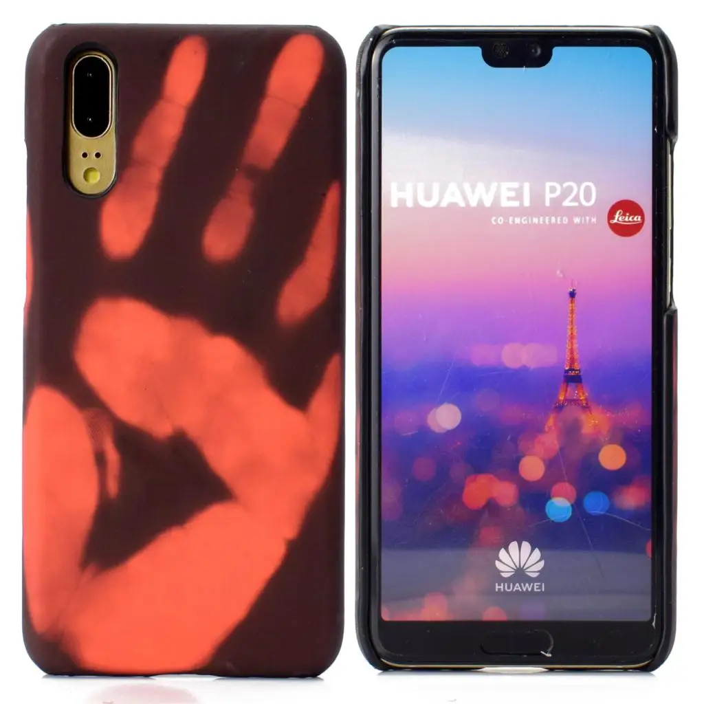 P20 термохромное изменение цвета по температуре ТПУ чехол для Huawei p20 p20lite задняя крышка не ПК не силикон - Цвет: Black turns red