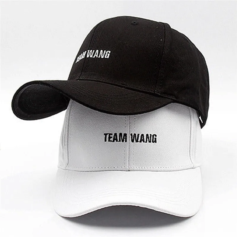 KPOP GOT" TEAM WANG" мужская и женская простая изогнутая бейсболка с солнцезащитным козырьком, бейсболка белого и черного цвета, одноцветная модная Регулируемая Кепка s