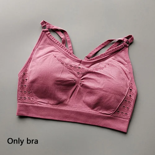 Pink Top 2 шт., энергетический бесшовный комплект для йоги, спортивный бюстгальтер на бретельках+ леггинсы, женская спортивная одежда, спортивный костюм для тренировок, комплект для спортзала, одежда для фитнеса - Цвет: Pink Top