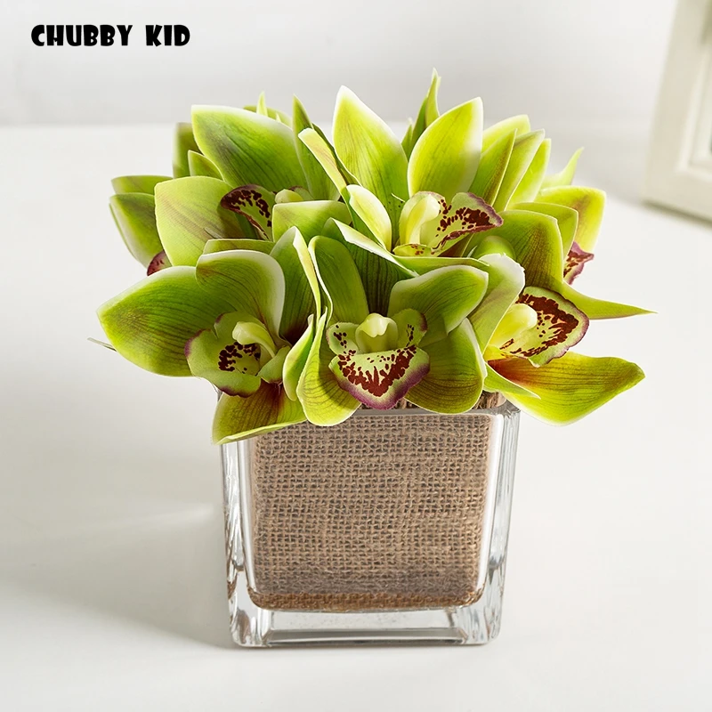 Высокая степень имитации реального касания 3D искусственные орхидеи Цимбидиум