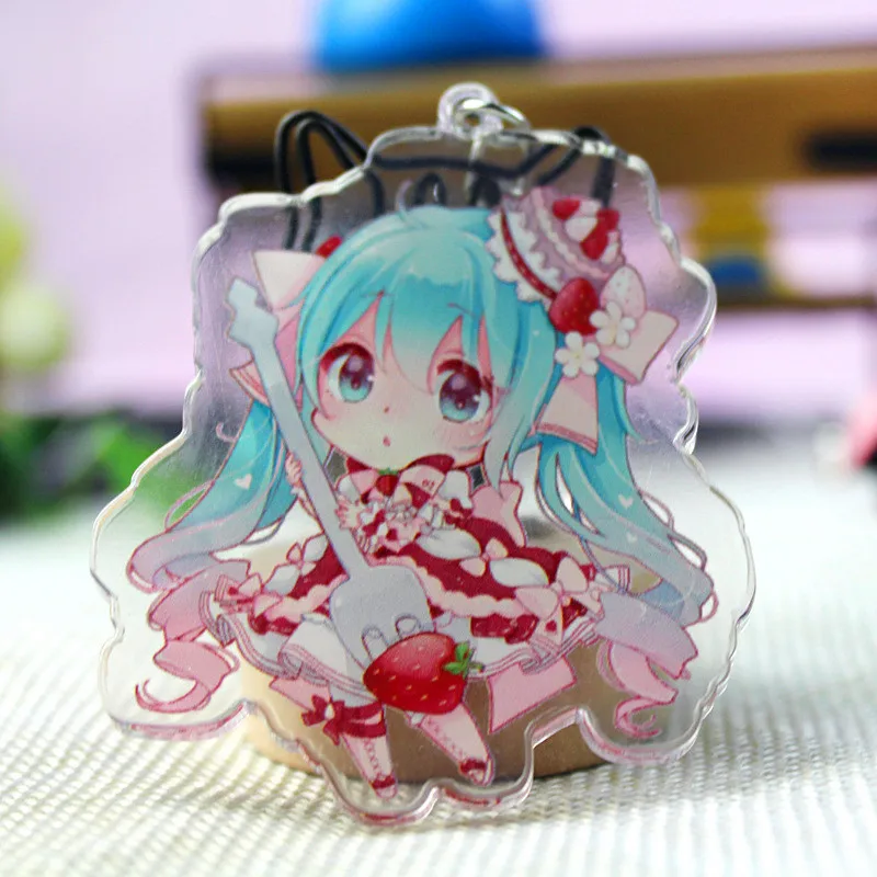 Hatsune Мику акриловый брелок Luo Tianyi аниме подвеска автомобильные аксессуары японский прозрачный брелок игра зеленый лук Брелок