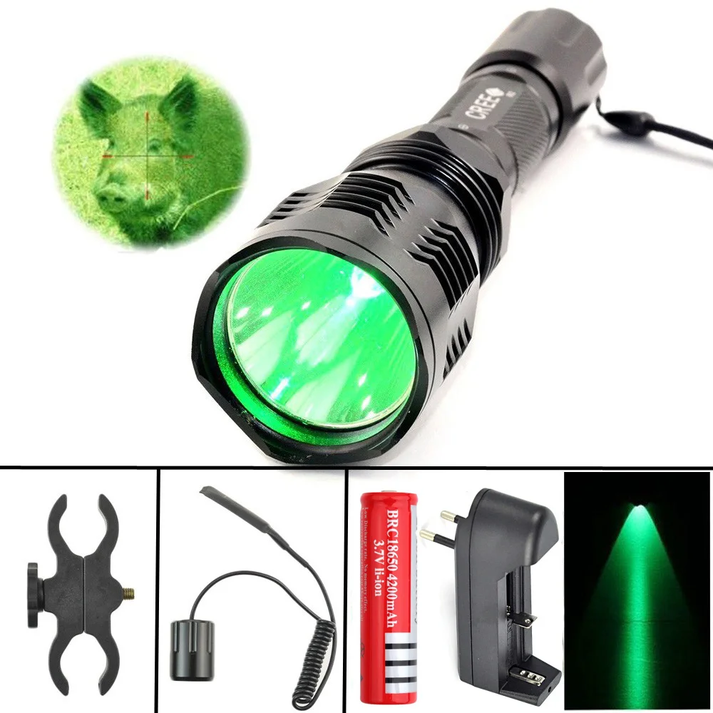 Светодиодный фонарик Охота светло зеленый красный spotlight cree xm l R2 350 люмен