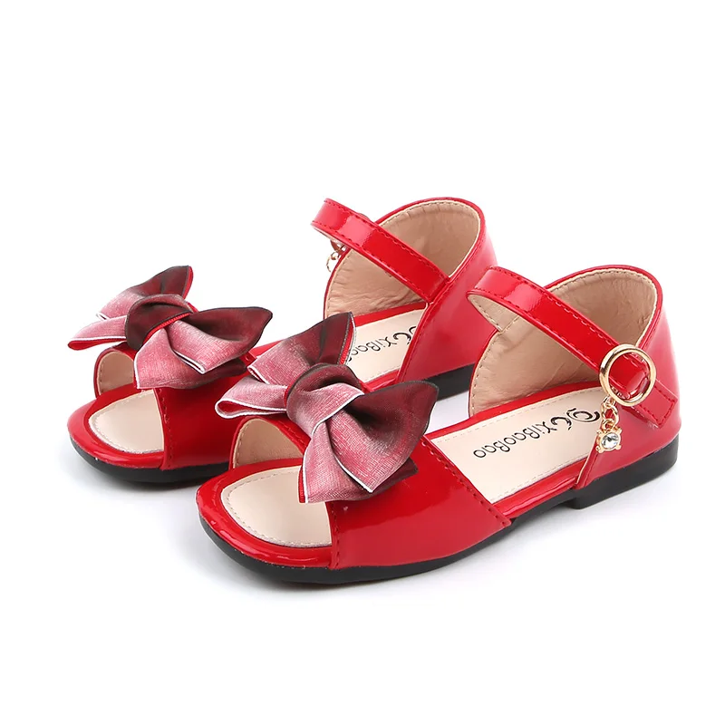 

Size 21-30 baby children's sandals 2019 summer new bow princess shoes girls big bow flat kids shoes open toe fish mouth sandals