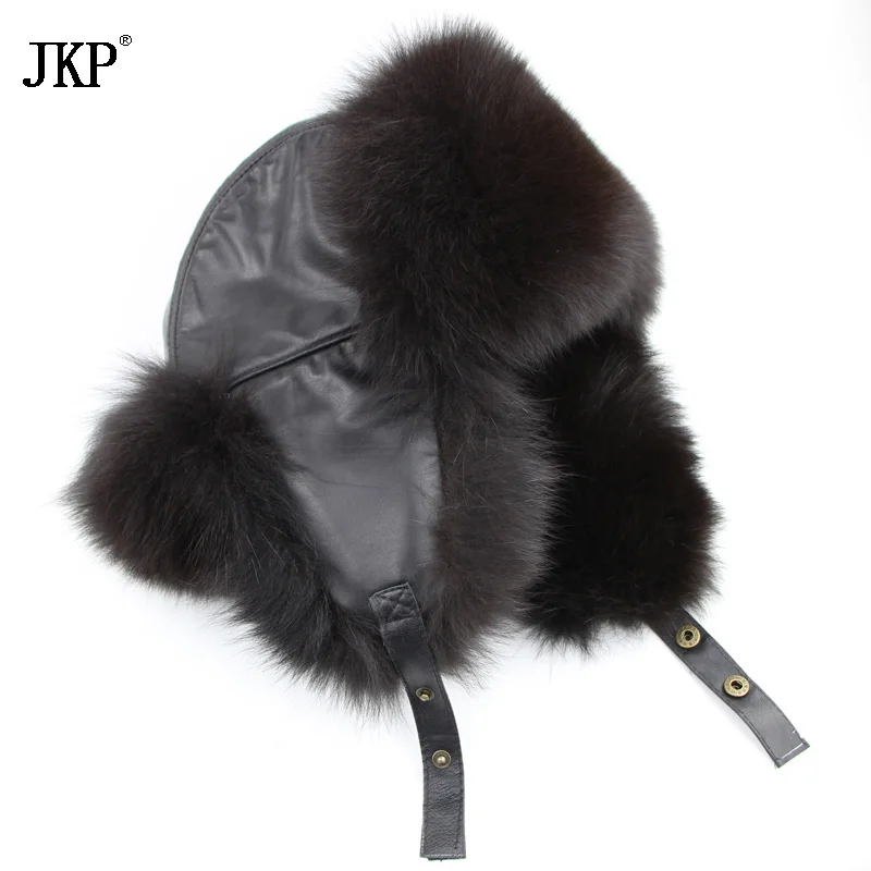 Star Men's Fur Hats 2020 Genuine Fox Fur Skin Maple Genuine Lei Feng Men's Bomber Hats Winter Genuine Leather Russian Top HJL-08