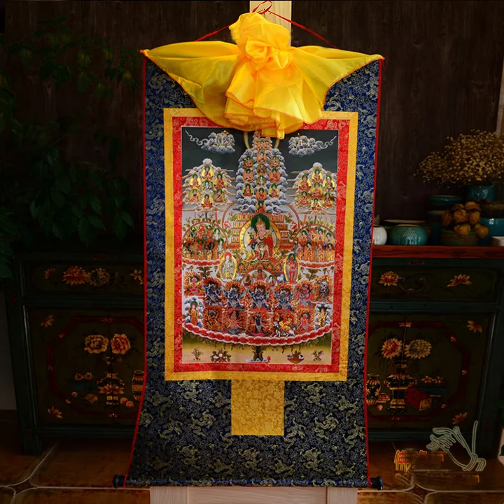 Буддийский supplies-120CM большой-Тибетский буддизм искусство конверсия гуру Padmasambhava Thang-ga Танга Будда живопись
