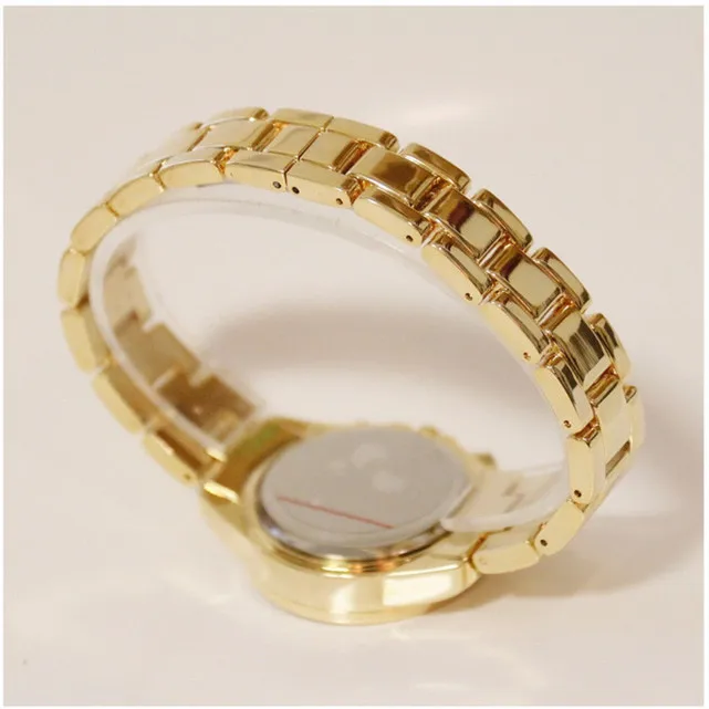Часы наручные женские кварцевые с золотым циферблатом из нержавеющей стали |