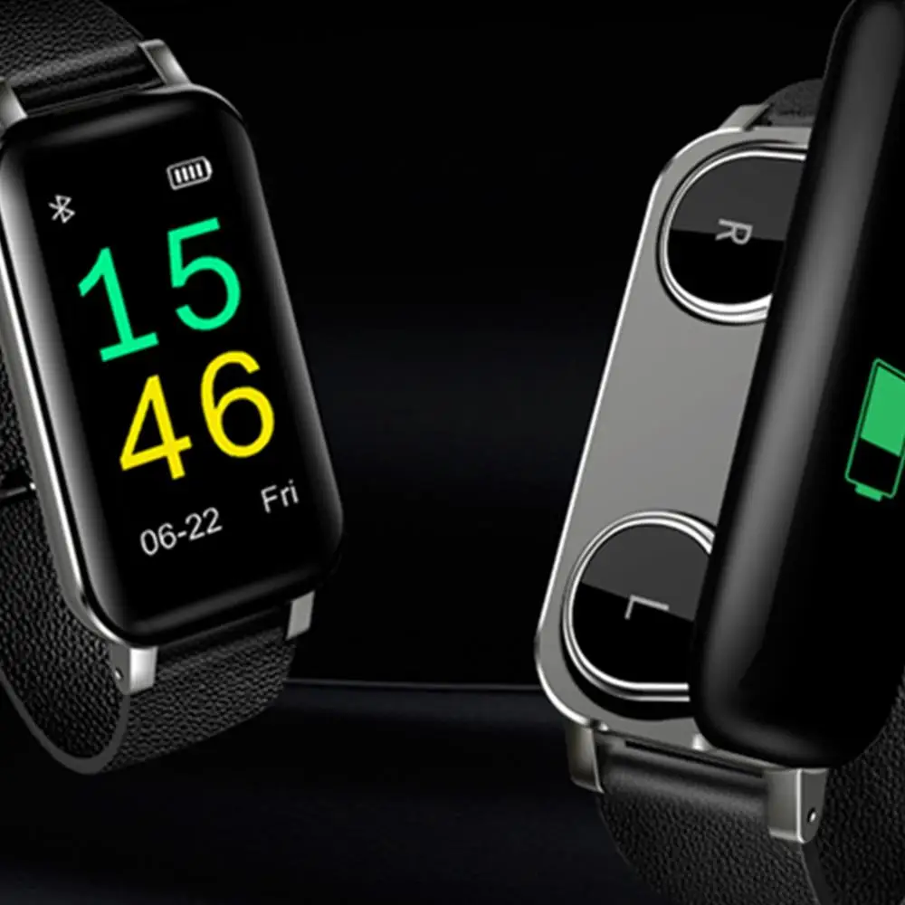 T89 Смарт часы с TWS Bluetooth наушники фитнес браслет трекер пульсометр смарт Smartwatch для