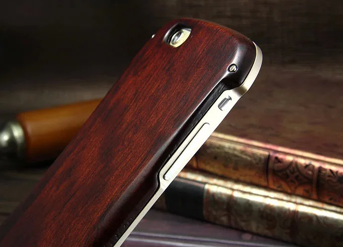 Роскошный чехол для IPhone 6 4,7 дюймов деревянный ящик Нео Гибридный Алюминиевый металлический каркас+ деревянная задняя крышка для IPhone 6 4," сотовый телефон