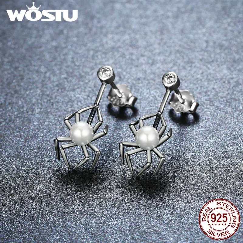 WOSTU подлинные 925 пробы серебряные крутые Висячие серьги для женщин Роскошные ювелирные украшения подарок CQE072