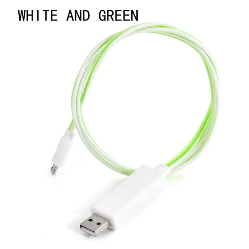 Micro USB течёт светодиодный светящийся зарядное Освещение кабель для iPhone 6S type C зарядное устройство автоматическое отключение 2.4A Макс Быстрая зарядка шнур для передачи данных - Тип штекера: White  And Green