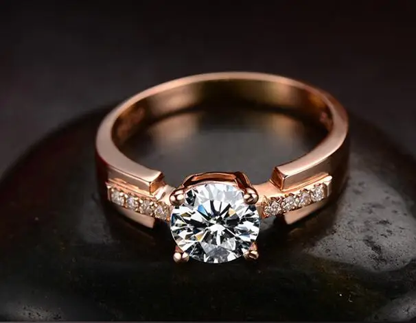 Кольца для Для женщин Тесты положительный 1 карат муассанит розовое золото
