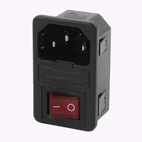ac 250v 10a 4 terminals red led rocker switch inlet power socket w fuse holder