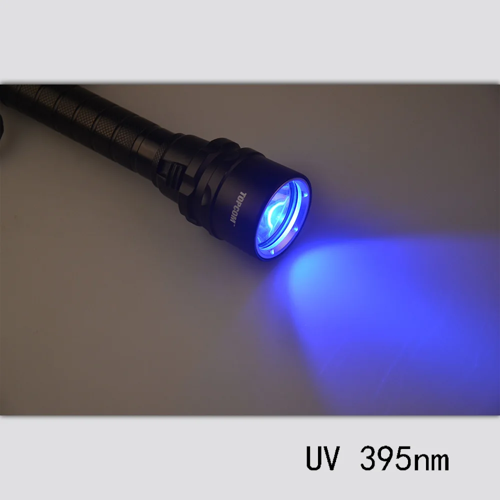 UV TOPCOM фонарь для дайвинга, подводный МОЩНЫЙ СВЕТИЛЬНИК-вспышка, светильник-Дайвер, водонепроницаемый жесткий светильник, 18650 батарея, светильник-вспышка, лампа - Испускаемый цвет: UV