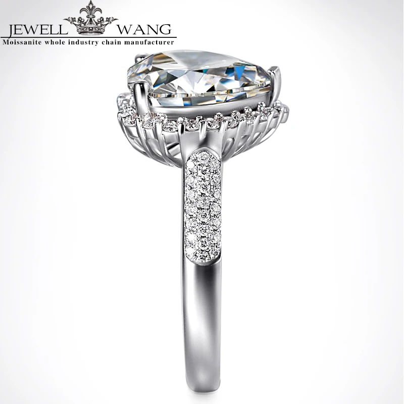 

Jewellwang 18K White Gold Rings for Women Moissanites Engagement Ring 5.0ct Carat Luxury Certified Special Heart Prong Setting