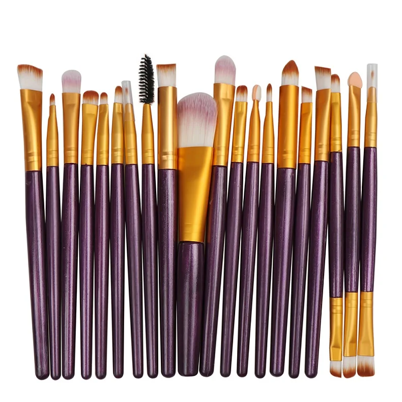Purple and Gold MSQ 20 шт./компл. кисти для макияжа набор кистей для макияжа с деревянной основа, тени для глаз, бровей подводка для глаз Кисть для румян Кисть для макияжа Косметика для макияжа, мягкие синтетические волоски, кисть - Handle Color: Purple and Gold