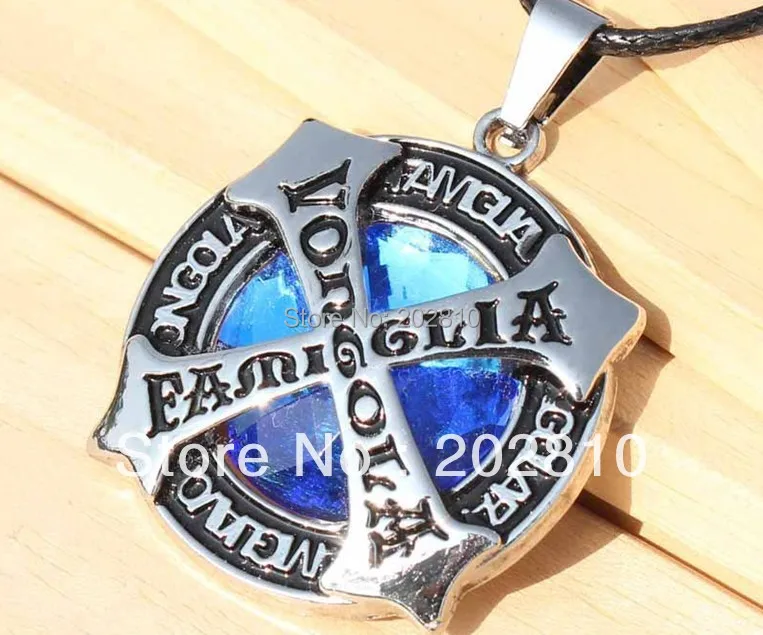 Ожерелье чокер из титановой стали с подвеской в виде креста кожаный шнур