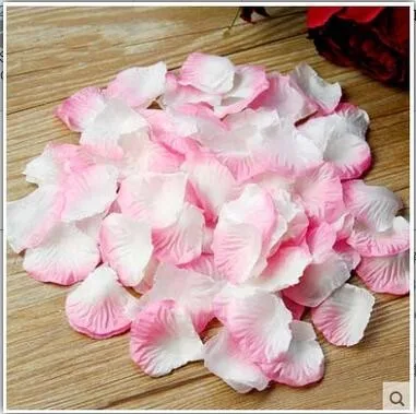 5000pcs / lot 5*5cm silk rose petals for Wedding Decoration, Romantic Artificial Rose Petals Wedding Flower Rose Flower 5000 шт. / партия 5* 5 см шелковые лепестки роз на свадьбу, Романтические искусственные лепестки - Цвет: pink and white