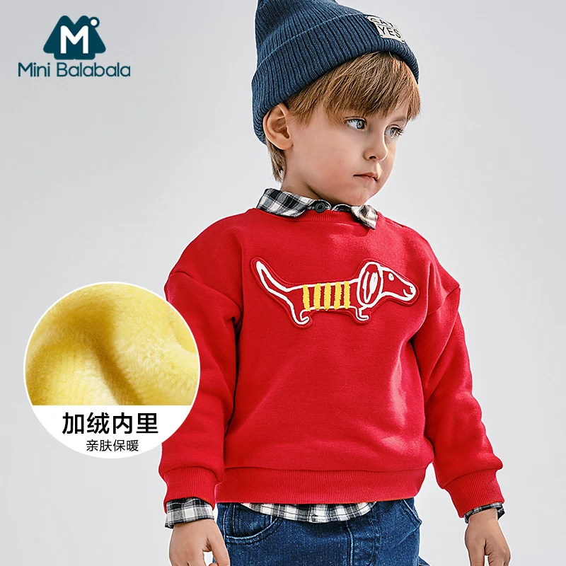 Mini Balabala/детские толстовки для маленьких мальчиков Теплые Топы в полоску с
