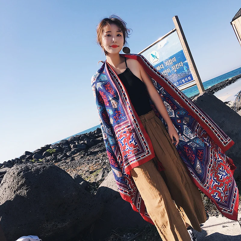 

New Ethnic Style Scarf Summer Lady Travel Seaside Holiday Sunscreen Silk Shawl Beach Towel Female Anti-ultraviolet Scarves H3016