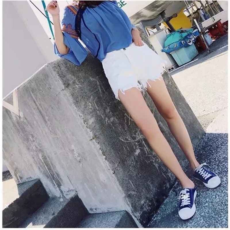 MOMOECHO 2018 Лето женский Черный Sexy Denim кисточкой джинсы Соблазнительные шорты