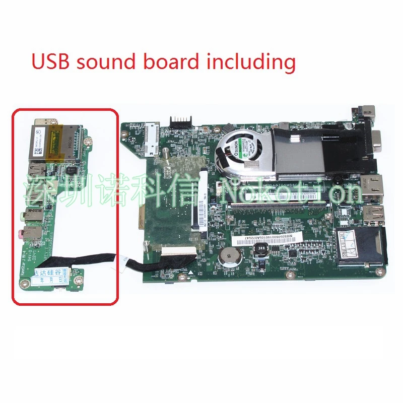 

NOKOTION DA0ZG5MB8F0 MBS0506001 Laptop Motherboard For ACER ASPIRE ONE ZG5 A110 A150 N270 CPU With Sound USB Board