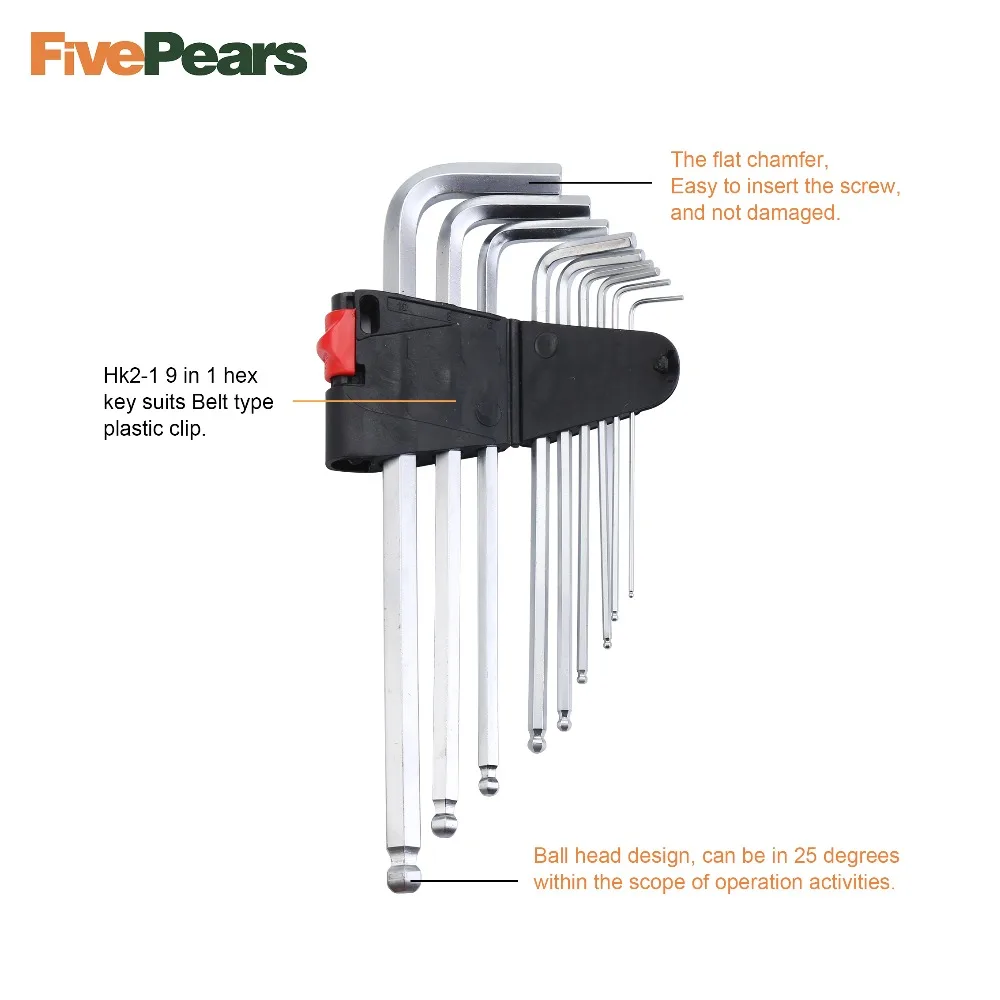 9 шт./компл. Набор шестигранных ключей Прочный хромированный Ванадиевой гаечные