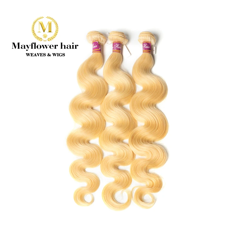 Mayflowe 10A Blonde 613 Malaysian virgin hair body wave 1/2/3/4 bundles from 12-26  No red hair No smell no tangle Free shipping