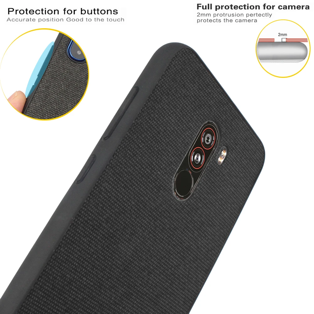 Тканевый чехол для Xiaomi POCOPHONE F1Case глобальной POCO F1 на заднюю панель из силикона