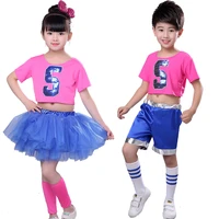 childrens jazz dance latin dance costumes girls tutu cheerleade sequin princess modern dance costume
