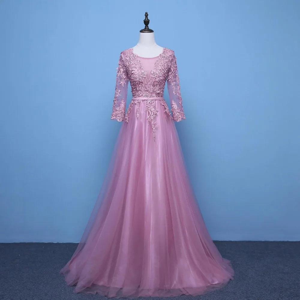 Кружевное вечернее платье с бисером Тюлевое 2019 V-образное открытой спиной для