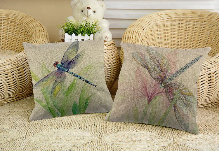 Дизайн стрекозы чехол для подушки из хлопка наволочка украшения дома и